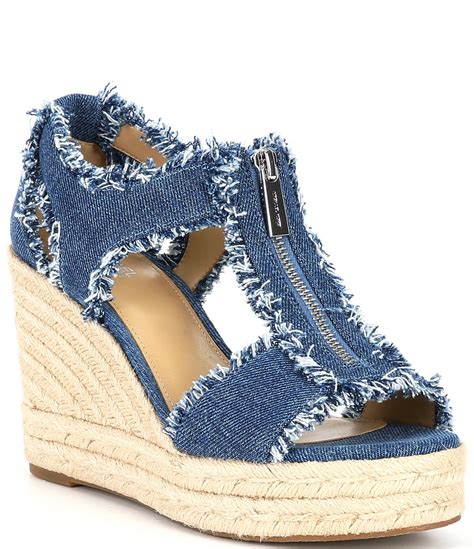 michael kors charm wedge sandals|Michael Kors denim wedges.